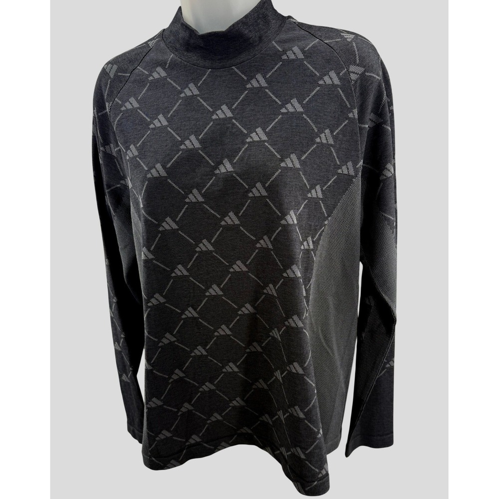 Adidas Golf Ultimate365 Tour Monogram Mock Neck Shirt‎ Grey Womens Large New
